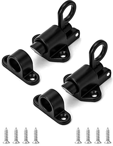 QWORK® 2 Stück Spring Riegelschloss, Automatische Verriegelung Schlossriegel mit Schrauben, Geeignet für Holztüren, Schranktüren, Balkontüren, Gartentüren, Fenster (Schwarz)