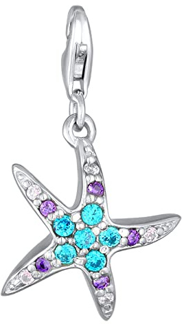Nenalina Charm Anhänger Seestern 925 Sterling Silber – Clasp Charm Damen – Handgefertigt, stilvoll & elegant
