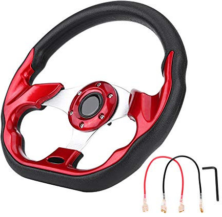 Universal Rennlenkrad, Drifting Deep Dish Lenkrad 12, 6 Zoll/320 mm Kohlefaser Rennlenkrad, Cool Look Modifikation Mini Driving Lenkrad für Auto(Rot)