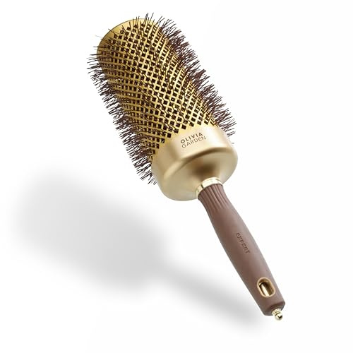 Olivia Garden Expert Blowout Speed – Guld & Brun - 65 - Keramisk rundborste med extra lång kropp för 25% snabbare föningar