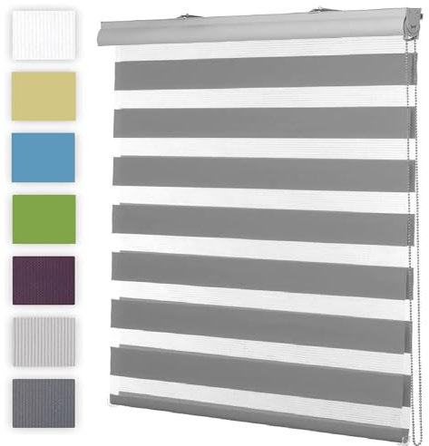 Tür Fenster Rollo Jalousette Vertikaljalousie 30 x 200 cm Doppelter Stoff, durchscheinend Vertikaljalousie für Babyzimmer mit Verstellbarer Kette für Schlafzimmer, Dunkelgrau