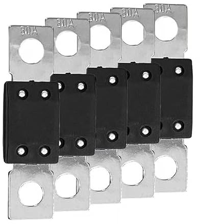 Offgridtec 80A MEGA Sicherung Set für 48V DC Systeme, Hochstrom-Streifen-Sicherungen mit Kupferanschlüssen, Niedrigkontaktwiderstand, Funken-Schutz, Schraubbefestigung, RoHS & UL zertifiziert, 5-Pack