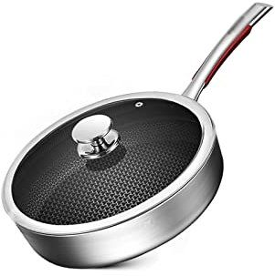 GaRcan Kochtopf Bratpfanne 26 cm antihaftbeschichtete Pfanne Küche Edelstahl Bratpfanne antihaftbeschichtet Pfanne Bratpfanne mit Deckel Topf