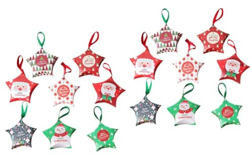 Healeved 2sätze Teiliges Weihnachtsgeschenkboxen Aus Papier Rot-grün Sternform Für Süßigkeiten Und Dekorative Schleife Langlebiges Material Für Feiern Und Anlässe