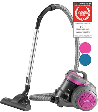 TZS First Austria Aspirapolvere senza sacchetto | Filtro HEPA da 800 W per persone allergiche | Cavo da 4,8 m | Per pavimenti duri e moquette | 2 L | Petrolio/nero - Viola/grigio