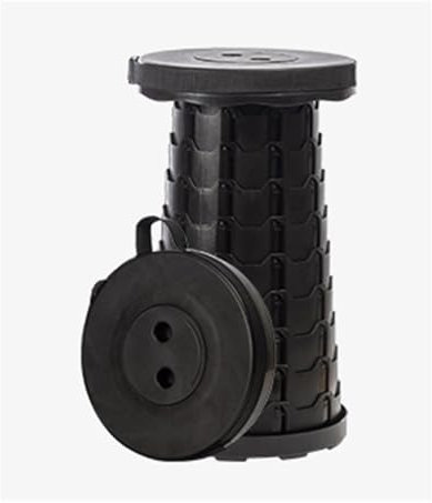 SPXTOM Zusammenklappbarer Hocker, kompakter Klappstuhl, tragbarer einziehbarer Campinghocker, höhenverstellbar, leicht, for Outdoor-Angeln, Wandern, Gartenarbeit (Color : Black)