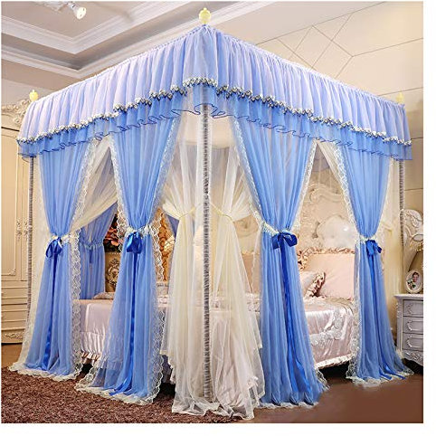Himmelbett-Himmelbett, Princess-Luxus, erhöhte und vergrößerte Betthimmelvorhänge, doppelt verschlüsseltes großes Moskitonetz mit staubdichten Dachbettvorhängen (Größe: 200 x 220 x 210 cm,