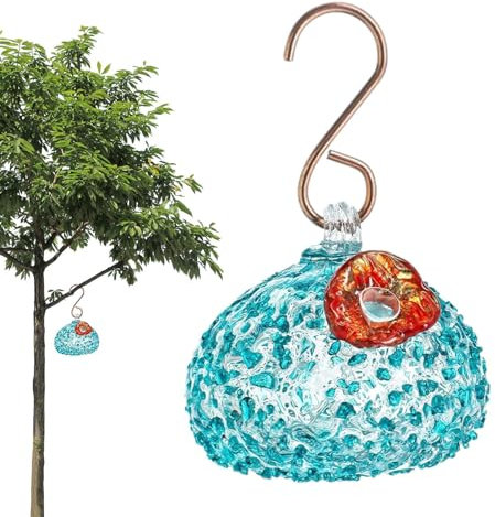 LearnLyrics Vogelfutterstation aus Glas, Kolibri-Futterspender aus Glas | Futterspender aus Glas für Kolibri, Aufhängestation für Wildvögel, für Garten, Hof und