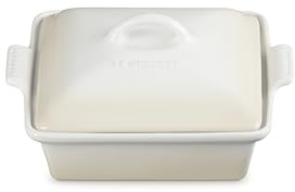 Le Creuset Casserole carrée peu profonde Heritage en grès, 22,9 cm, meringue