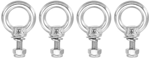 PATIKIL Pernos de Ojo para Levantamiento de Hombro, M4x11 Acero Inoxidable 304 Rosca Macho con Tuerca Hexagonal Arandela Plana para Colgar y Asegurar Cadena Cable de Alambre, 4 Sets
