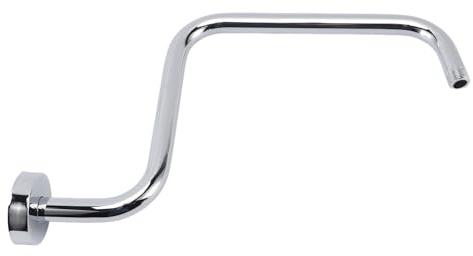 Qukaim Braccio di estensione per soffione doccia in acciaio inox con flangia a forma di S, installazione a parete, braccio di prolunga per soffione doccia da bagno, elettroplaccato, 180 mm
