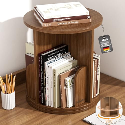 Mihoho Drehbares Bücherregal, Bodenstehendes Bücherregal-Aufbewahrungsregal Mit 2 Ebenen, Lagerregal für Kinder und Erwachsene, multifunktionaler Bücherregal-Organizer (1.Stock)