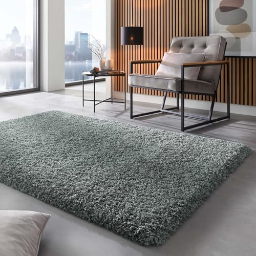 Taracarpet Shaggy Hochflor Langflor Teppich Twilight Luxus Qualität aus Belgien geeignet fürs Wohnzimmer Schlafzimmer und Kinderzimmer 4422 grün 120x170 cm