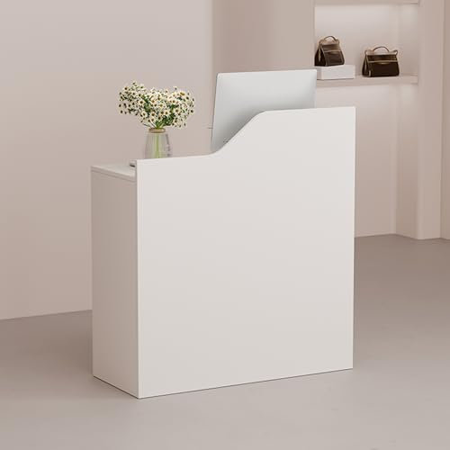Leaceuv Empfangstheken,Rezeption,Rezeptionstheken,Empfangstheke, Schubladen,Empfangstresen,Tresen Bar Theke Messetheke,Modern Kassen Stehtisch,für Hausbar,Büro,Salon,Firmen,Klinik(Wit,80x40x95cm)