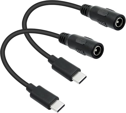 Artilits 30cm USB C to 5.5x2.1mm Power Cable, Power Cord Support 5V 12V DC Adapter Connector Made for Power Bank, Small Fan, Starlink Mini, Foldable Solar, Laptops Series