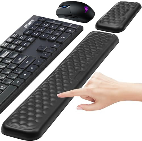 Zaxiva Handballenauflage für Tastatur und Maus, Ergonomisches Memory Foam Handgelenkstützen Set, Mit rutschfest PU Leder Wrist Rest für Büro, Gaming, PC Computer, Laptop - Schwarz