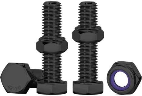 Drenky M6 x 25mm Sechskantschrauben Schwarz, Maschinenschrauben 10 Stück Edelstahl A2 V2A Sechskantkopfschrauben Edelstahlschrauben DIN933 Norm Bolzen für Maschinenmontage