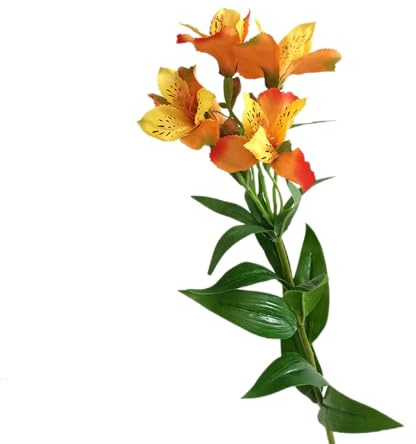 BQEE Lot de 2 fleurs artificielles de lys péruvien - 74 cm - Soie et plastique - Bouquet de mariage, maison, bureau, jardin, fête, hôtel, décoration (orange)