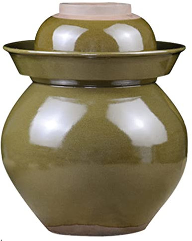 Kimchi Container， Ceramic Jar with Lid,Traditional Chinese Fermentation Kit Crock with Water Seal Airlock Lid, Fermentation Jar for Pickles(5KG)