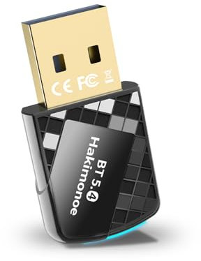 Hakimonoe USB Bluetooth 5.4 Adapter Dongle for PC, Plug n Play for Laptop Desktop Windows 11 10 8.1, Wireless Multiple Connection Bluetooth Headphone Headset Speaker Keyboard Mouse Printer Controller