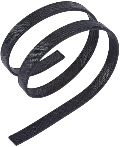 CREATCABIN 2 Correa de Repuesto para Bolso de Cuero Negro, Universal, con Textura Suave, Plana, con Asa, para Bolso, Bandolera, con Agujero para Manualidades de 31.5 x 0.65 x 0.12cm