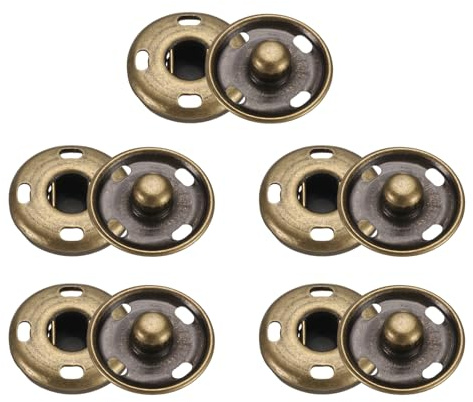QUARKZMAN 5 set sömbara tryckknappsset, 17 mm sytillbehör metallknappar, pysselknappar, ersättningsknappar, syknappar för jacka, kläder, jeans, väskor, plånbok, handväska, knappar, brons