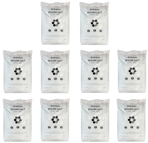 Hexeal Epsom Salt 125kg – 5 x 25kg Bags of Food Grade Magnesium Sulphate for Bathing, Gardening & Household Use – Suitable for Personal Care, Soil Enrichment, and More