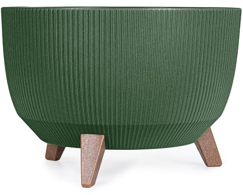 KONZEPT Blumentopf mit Füßen – großer Blumenkübel aus Kunststoff, runde Pflanzschale 40 cm – modern & wetterfest, für Innen und Außen