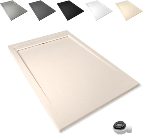 EL BAÑO MODERNO Plato Ducha 70x100CM Antideslizante Antibacteriano Beige | Resina Resistente a Agentes Químicos · Incluye Rejilla Desagüe Ducha · Válvula Sifón