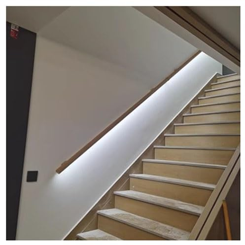 Kit de pasamanos LED – Barra de agarre completa de aluminio para interiores y exteriores para escalones – Pasamanos redondo de 1.9 pulgadas con soportes de pared – Color natural, 39.3 pulgadas (1 m
