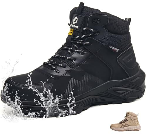 Botas de Seguridad para Hombre S3 Impermeable Zapatos Seguridad Negro EU 39
