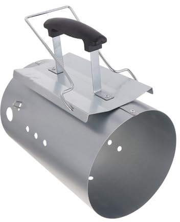 NOLITOY Accendifuoco per Barbecue e Stufa a Carbone Barilotto di Accensione Ventilato per Grigliate All'aperto, Accendifuoco a Ciminiera in Acciaio Zincato Manico in Nylon per Avvio