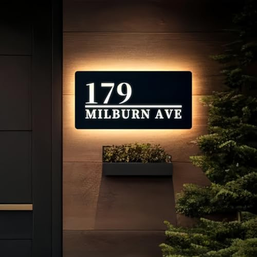 HDLOVE Placa De Número De Casa LED Personalizada Con Grabado 3D, Moderna Señal De Dirección Iluminada De Acrílico Para El Exterior De Su Hogar O Patio, La Intemperie Con Retroiluminación LED