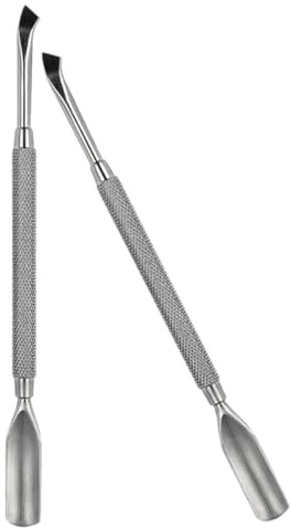Ciieeo Empujador de Cutículas Doble Cabezal Acero Inoxidable 2 Piezas, Quitacutículas Uñas Profesional para Manicura y Pedicura, Herramienta Exfoliante y Limpiadora para Cuidado de Uñas