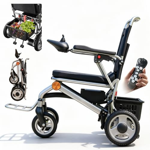 Elektrorollstuhl Faltbar Ultraleicht 13,8 kg – 500W Elektrischer Rollstuhl für Senioren Reise, mit Fernbedienung EABS-Bremse, bis 150 kg, 25 km (15Ah) / 35 km (20Ah) Reichweite (15Ah)