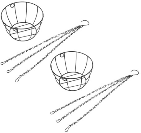 JHKNNK Hanging Planter Baskets round Black 2pcs Iron Stylish Metal Wire Plant Holders with Hanging Design for and Plants for Indoor Home Decoration and Balcony Gardening