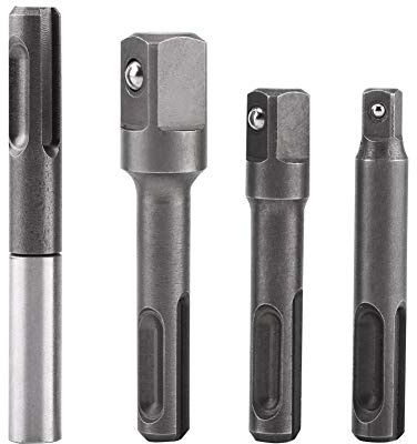 Akozon Drill Bit Holder Extension Connector, SDS Plus Shank to 1/4 Hex Socket Adaptor and 1/43/81/2 Square Drill Bit Extension Connector Sds Plus Socket Adapter