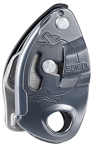 PETZL - Sicherungsgerät GRIGRI - Blockierunterstützung durch Klemmnocken, Grau, Kompatibel mit Allen dynamischen Einfachseilen von 8,5 bis 11 mm