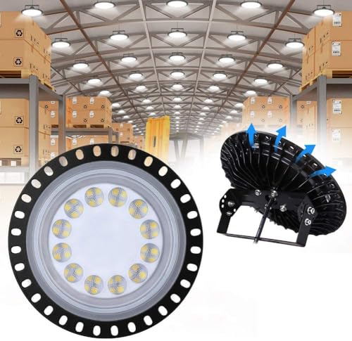 50W LED UFO 5000LM, WZTO Proiettore Faretto LED Lampadario Lampada Interni Industriale LED Luce Bianca 6000K, Impermeabile IP65 Fari Potente Risparmio Energetico Faretto per Officine Fabbrica