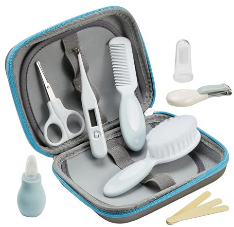 Little Angel Baby Grooming Kit,Baby Health Care Kit,10PCS Baby Care Kit with Nice Compact Case,Ideal for Newborn, Baby and Infant,Blue