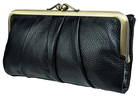 EASTNIGHTS Geldbörse aus weichem Leder für Damen, kompakt, zweifach gefaltet, RFID-Clutch, Geldbörse, Damen, Münzgeldbörse mit Reißverschluss und Kissschloss