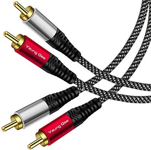 Yeung Qee 2 RCA Audio Cable 5m, 2RCA Male to 2RCA Male Audio Stereo Subwoofer Cable Nylon-Braided Auxiliary Audio Cord for Home Theater, HDTV, Amplifiers, Hi-Fi Systems,Speakers (5M)