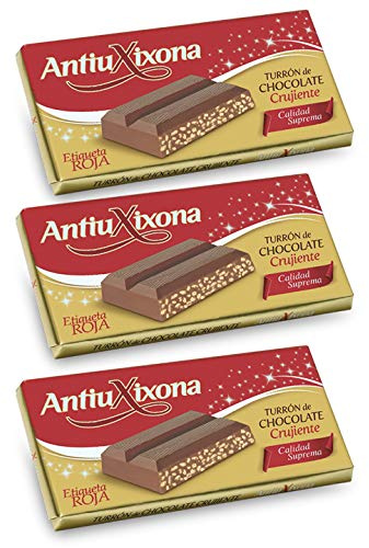 Turrón Chocolate Crujiente 200 gramos - [PACK 3 TABLETAS] - Marca Antiu Xixona