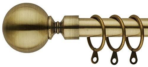 Gardinenstangen Metall Uni Kugel Endstücke Ausziehbar Gardinenstange Set 70 cm bis 120 cm Antik Messing Gardinenstangen 19 mm Durchmesser Verstellbare Gardinenschienen