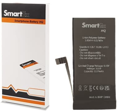 Smartex® Li-Ion Ersatz Akku/Batterie kompatibel mit iPhone 12 Mini | 2227 mAh | Akku ohne Ladezyklen | 24 Monate Garantie