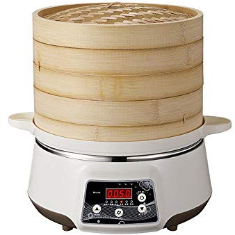 Samnuerly Olla de Vapor rápida Inteligente, vaporera eléctrica de bambú, vaporera eléctrica, Aislamiento de Reserva, vaporera para marisco al Vapor para el hogar