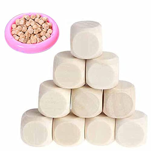 Kasmole 10 dadi in legno vergini, dadi in legno 1,3 C, blocchi in legno, cubi in legno vergini, dadi vergini a 6 lati, cubi di legno per bricolage, arte e artigianato, puzzle, numeri.