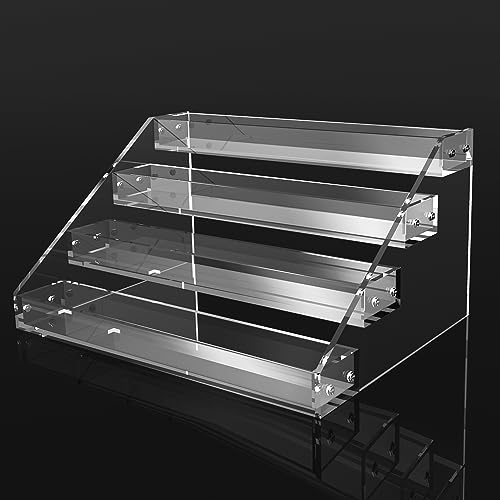 AISIDERK 12 Acrylic Riser Display Stands - 4 Tier Clear Acrylic Display Shelf, Double Sided Usable, Makeup Organizer Perfume Organizer, Acrylic Shelves for Funko Pop Figures , Cupcake, Candy Food