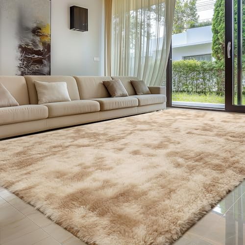 Sour Lemon Hochflor Teppich Groß, Khaki Teppich Wohnzimmerteppich 120x160cm | Teppiche Schlafzimmer Flauschiger Teppich Waschbar Anti-Rutsch Extra Große Carpet Teppichen für Schlafzimmer Kinderzimmer