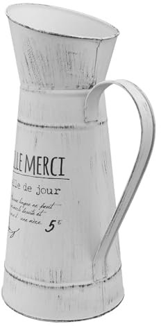 Cabilock Maceta Vintage de Hierro Grande en Color Beige, Jarrón Decorativo Forma de Tetera, Contenedor para Flores Estilo Retro, Adorno para Jardín y Hogar, Uso Multifuncional